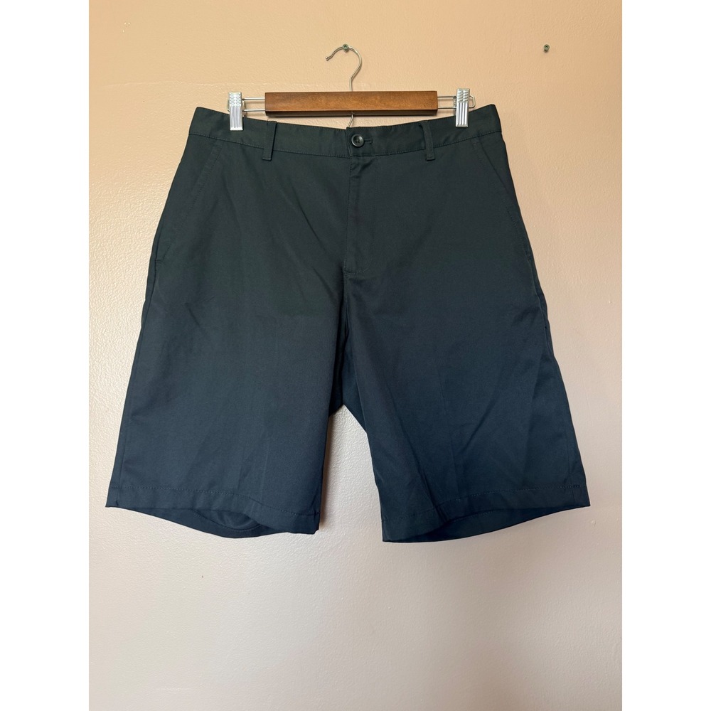 IZOD Golf Shorts Mens 32 Black Classic Flat Front Polyester Active Performance